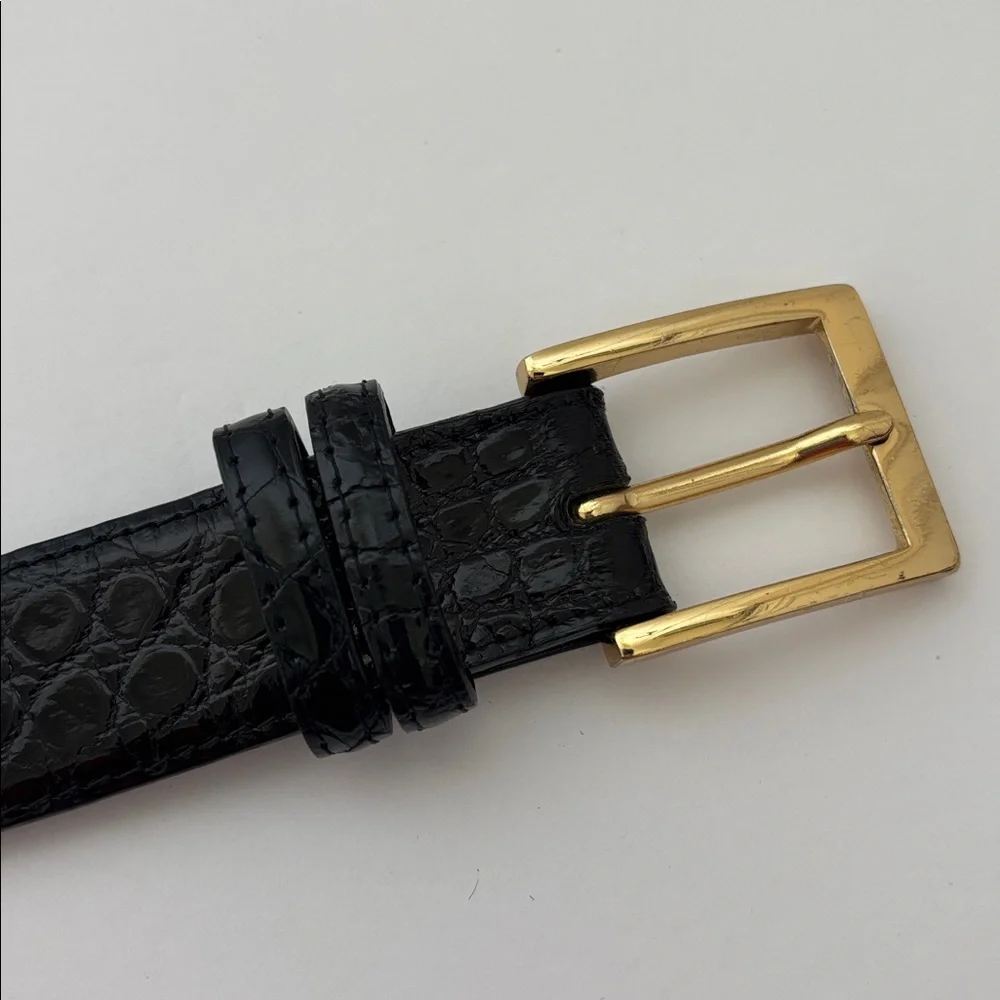 W. Kleinberg Genuine Alligator USA Neiman Marcus Adjustable‎ Belt Black Mens 42
